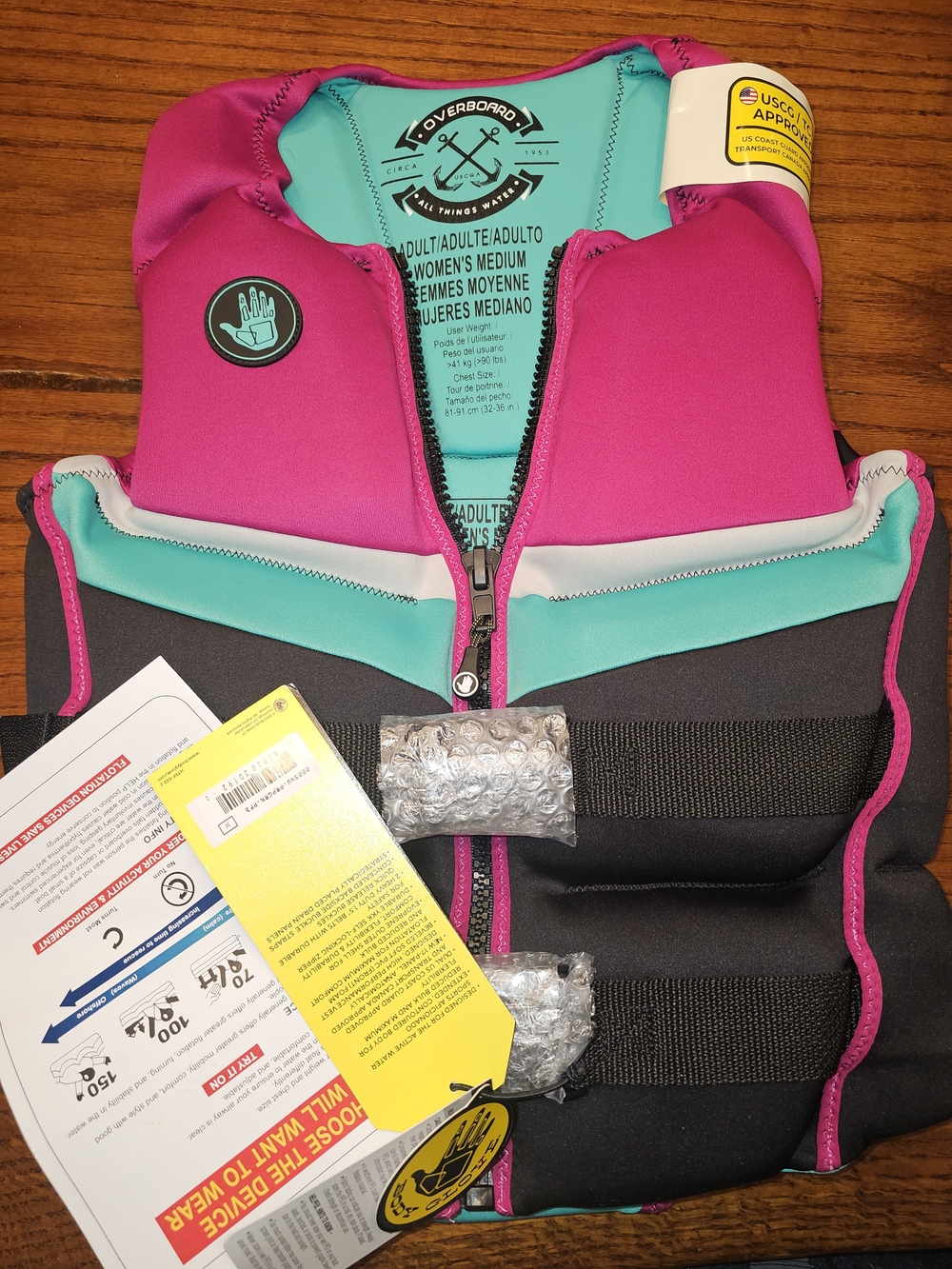 Women's Medium Pink Aqua Neoprene Life Jacket